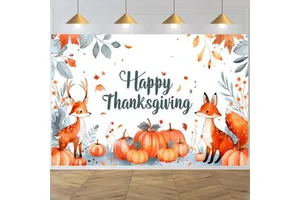 Happy Thanksgiving Backdrop Colorful Autumn Leaves Harvest Photography Background Kids Party Decorations Banner Customizable