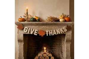 Fall Neutral Acorn Garland 7in 12pcs Autumn Harvest Thanksgiving Felt Banner Table Centerpiece Decor