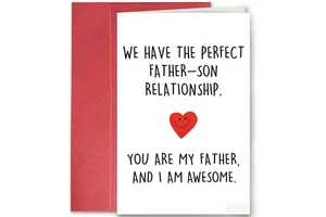 Father's Day Greeting Card for Dad From Son, Funny "Perfect Father-Son Relationship" Card, Humorous Father's Day Gift for Daddy