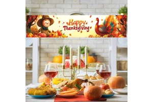 New Thanksgiving Banner Holiday Party Photo Decoration Supplies Pull Strip Hanging Cloth Bunting Customization