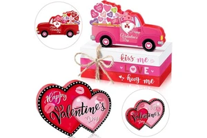 3 Pieces Valentine'S Day Heart Wooden Sign Heart Shape Table Decoration Love Wood Decor Wedding Valentine Tabletop Centerpiece