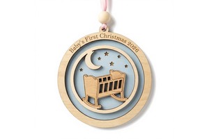 Personalized Baby's First Christmas Ornament | Custom 3D Plywood Baby Gift UV Printing | Bulk Holiday Decor For Retailers 2026