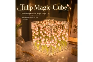 Creative handmade DIY birthday gift for girls and best friends: flower sea mirror, holiday gift, cube tulip night light