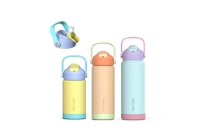 Candy Color Kids Water Bottle 360ml Stainless Steel Tumbler Straw Lid Cute Kids Bottle For School Daily Life Boy Girl