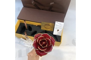 K-0106 Valentine Luxury Gift Box Valentine's Day Products Real Rose Preserved Flowers 24KRed Gold Plated Dipped Rose Flower