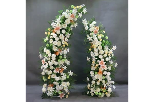Wholesale Artificial Silk Flower Horn Arch Backdrop White Wedding Christmas Chinese New Year Modern Style Handmade Arch