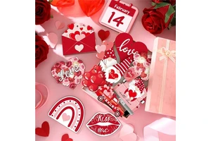 Luxury Wooden Ornaments for Valentine's Day Tree and Party Decorations Mood Enhancing Gifts for Couples