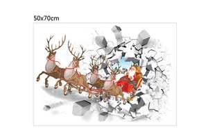 Wholesale Christmas sticker Decorative Waterproof PVC Wall Sticker Santa Reindeer Sleigh Designs Embossed Promotional wall decal