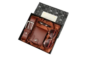 Business Gift Set High End Men's Wallet Belt Gift Box Souvenir for Father's Day Christmas Premium Leather Accessory Corporate