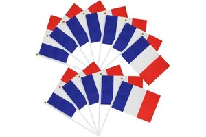 Wholesale France National Hand Flag 14x21cm Mini French Waving Flags on Stick for Bastille Day and Sporting Events