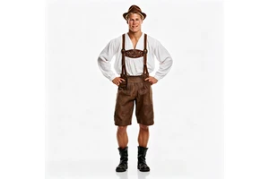 Oktoberfest Men Bavarian Lederhosen Costume Set German Traditional Festival Party Outfit