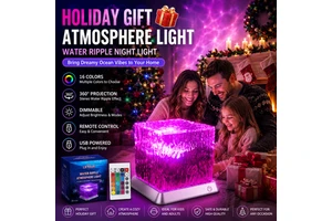 Holiday Atmosphere16 Color Changeable Ocean Wave Projector Rotating Water Ripple Lamp USB Rechargeable Square Aurora Cube Home