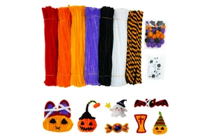 Spooky Halloween Pipe Cleaner Craft Kit, DIY Pumpkin & Ghost Decor, All-Ages Fun for Kids Learning & Party Games