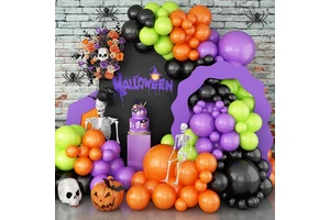 Wholesale Goth New Organic Pumpkin Black Green Purple Chain Birthday Halloween Festive Party Theme Kit Set Balloon Arch Garland