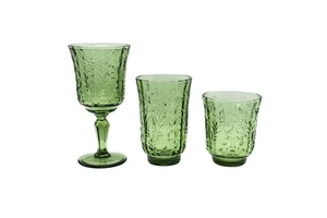 Vintage Embossed Floral Glass Goblet Clear And Colored Wine Glasses For Wedding Parties Elegant Drinkware