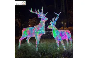 Street Holiday Lights Outdoor Christmas Decoration 3D Fantasy Color Luminous Reindeer Sculpture Light Led Motif Light
