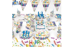 Kids Birthday Party Supplies Wholesale Disposable Paper Plate Cup Banner Party Set Birthday Carnival Theme Baby Birthday Party