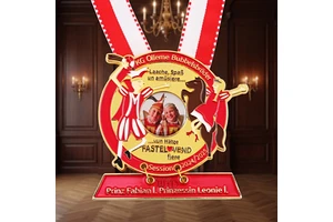 German Karnevals Carnival Society Medal 3D Photo Offset Print Epoxy Soft Enamel Gold Plated Zinc Alloy Jubilee Award Medals