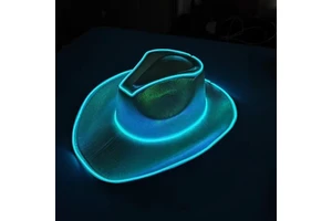 Wholesale Women's Holographic Led Flashing Western Cowboy Hats Light-up Wool Styles in Red White Blue for Halloween Parties