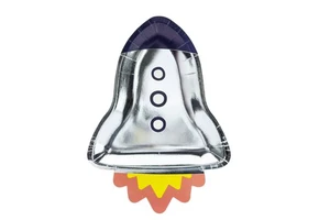 Factory direct kid birthday party supplies 48 Pack Pink Rocket Plates for Girls Outer Space Birthday Party Supplies (9 In)