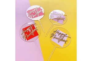 2027 Creativity Acrylic Happy New Year Cake Topper Decorations for Home New Year Cake Decorating Tools Supplies