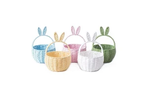 Easter-style Rabbits Ear Straw Basket, Handwoven Paper Rope Storage Basket