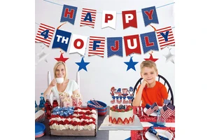 Customized Independent Day Party Supplies for Birthday Parties, Banners, Spiral Decorations, Holiday Disposable Cake Decorations