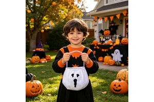 Halloween Holiday Supplies Decorations Halloween Party Supplies White Candy Bag Ghost Spider Halloween Children's Gift Bag