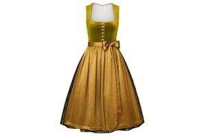 Velvet Top Coconut Yellow Maxi Dress Traditional German Dirndls Bavarian Women's Oktoberfest Dirndl Clothing