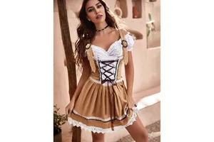 S-XXL Adult Germany Women's Oktoberfest Beer Suit Ethnic Maid Ballet Silk/Cotton Dress Performance Suit In-Stock