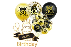 15 Piece Set 30 40 50 Years Old Sequins Confetti Transparent Balloon Adult Birthday Balloon Party Decoration