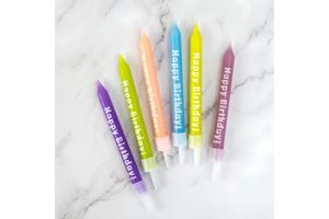 Wholesale Multicolor Happy Birthday Printed Birthday Cake Decoration Candles 6pcs Pack Cake Toppers Party Supplies