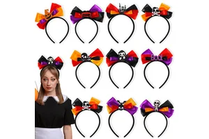 PARTYMENT Eerie Elegance Halloween Bat Pumpkin Headband Set With Spider Decor For Holiday Party Supplies