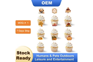Thanksgiving Cupcake Toppers & Wrappers Kit with Honeycomb Paper Design for Autumn Fall Party Cake Decoration