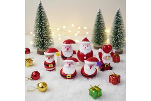 Christmas & New Year Tree Holiday Decoration Santa Claus Snowman Set Home Tabletop Glass Handmade Folk Art Handicraft Gift