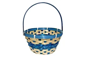 Easter Flower Blue Series Bamboo Storage Tote Basket Customized Products for Activity & Beverage Use in Living Room