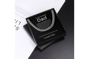 Men's High Quality Stainless Steel Cuban Necklace to the World's Best Dad Father's Day Gift Heartfelt Wish Sincere Gift