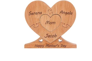 Mom Mother-In-Law New Mom Mother's Day Mom Birthday Gifts Wood Heart Shape Gifts Warm Heart Pendant Gifts