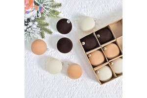 Cross-border New Product 6cm Flocked Plastic European Style Christmas Baubles Tree Ornaments Hanging Decorations