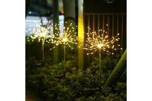 Spot New Solar IP44 Waterproof Dual Color Floor Fireworks Lamp Outdoor Courtyard Garden Dandelion Reed Decorative Lights
