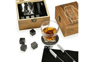 Personalized Novelty Gift Fathers Day Set Whiskey Cooling Stone With Whiskey Glass Gift Gift Set for Men Dad Hubby
