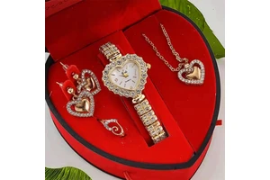 Valentine's Day Promotion Women's Gift Set with Bracelets Watches Rings Necklaces Perfect Souvenirs for Girlfriends