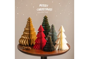 Nicro Wholesale Standing 2pcs Biodegradable Supplies Giant Tree Shape Party Wall Decoration Set Xmas Christmas Paper Honeycomb