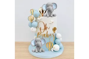 Blue Elephant Happy Birthday Party Accessories Kids Cake Decoration Supplies for Christmas and Other Festive Occasions