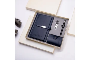 Custom Logo Father Day Business Office Promotion Luxury Leather Notebook Pen Corporate Gift Set for Men