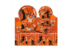 JIALIN Basketball Theme Birthday Party Supplies Adults Disposable Paper Plates with Party Decorations Supplies