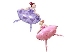 Wholesale Cartoon Ballet Dancer Girl Foil Balloon Happy Birthday Princess Foil Helium Balloons for Kid Party Decoration Supplies
