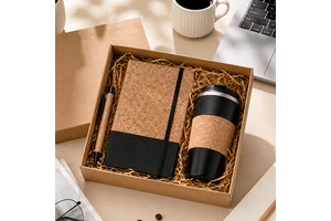 Luxury Business Gift Set Eco-Friendly Cork Office Gift Set with Notebook, Pen & Insulated Coffee Tumbler Business Gift Set