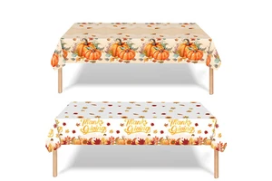 2026 Thanksgiving Party Tablecloth Autumn Maple Leaf Pumpkin Disposable Decoration 137*274cm Supplies Props