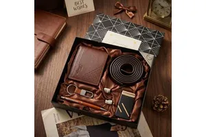 Cross-border Business Gift Set Men's 7-Piece Paper Wallet Belt Gift Box-Perfect Father's Day Valentine's Day Treat Premium